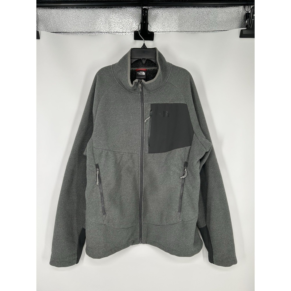 The North Face Chimborazo Sherpa Lined Fleece Jacket Full Zip Up Grey Mens Large